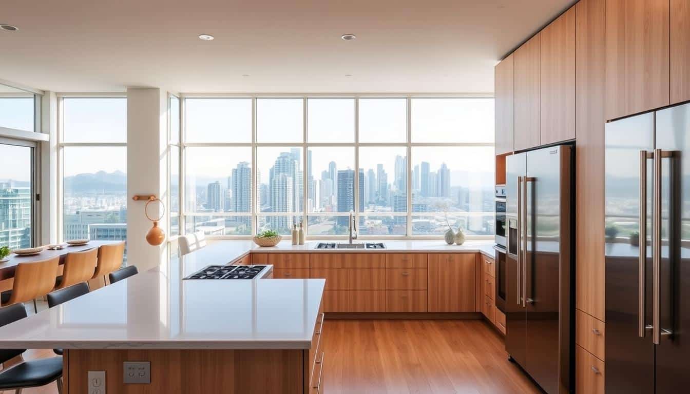 Before and after of a kitchen renovation showcasing modern upgrades, improved layout, and stylish finishes